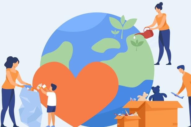 Femme et enfant prennent soin de l'environnement