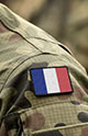 Flag of France on military uniform. Army, troops, soldier (collage).