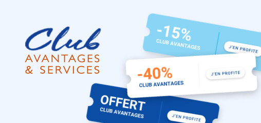 Club avantages et services : coupons de réduction -15%, -40%, OFFERT