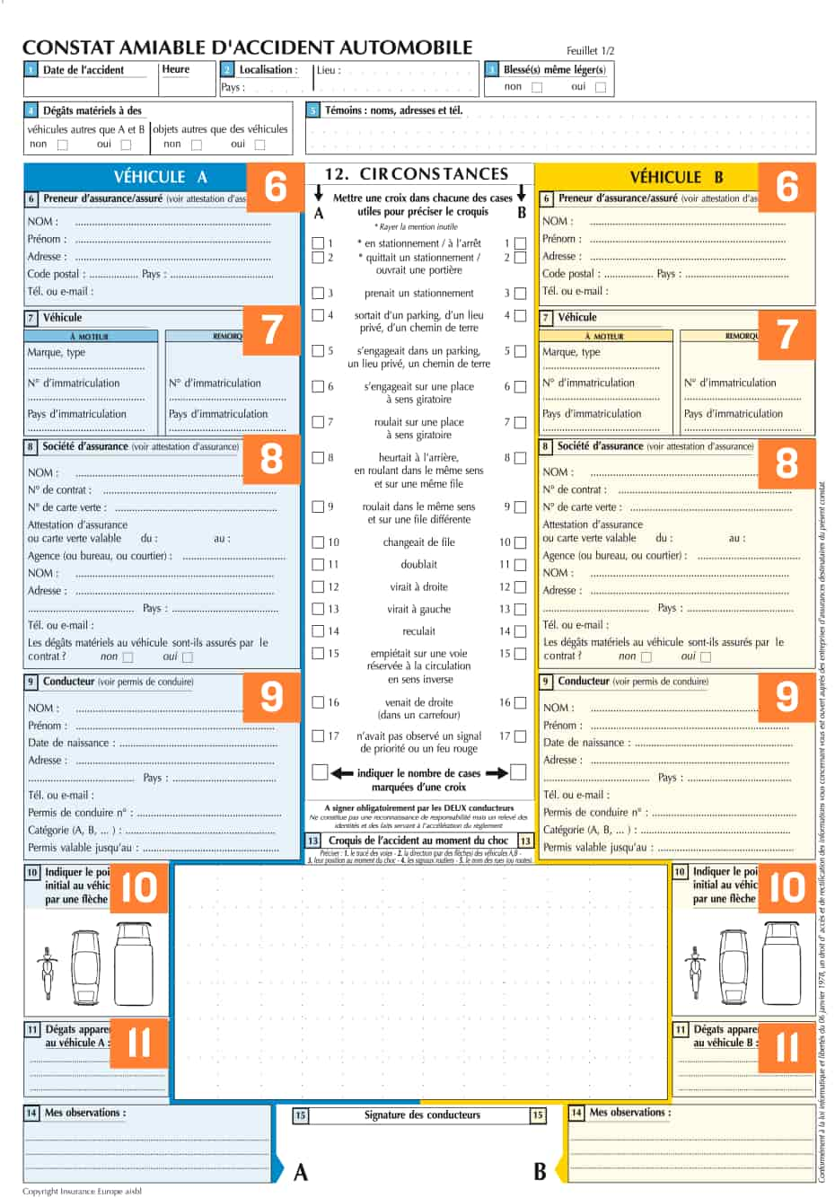 Constat amiable d'accident automobile 🖨️ - Idaraty