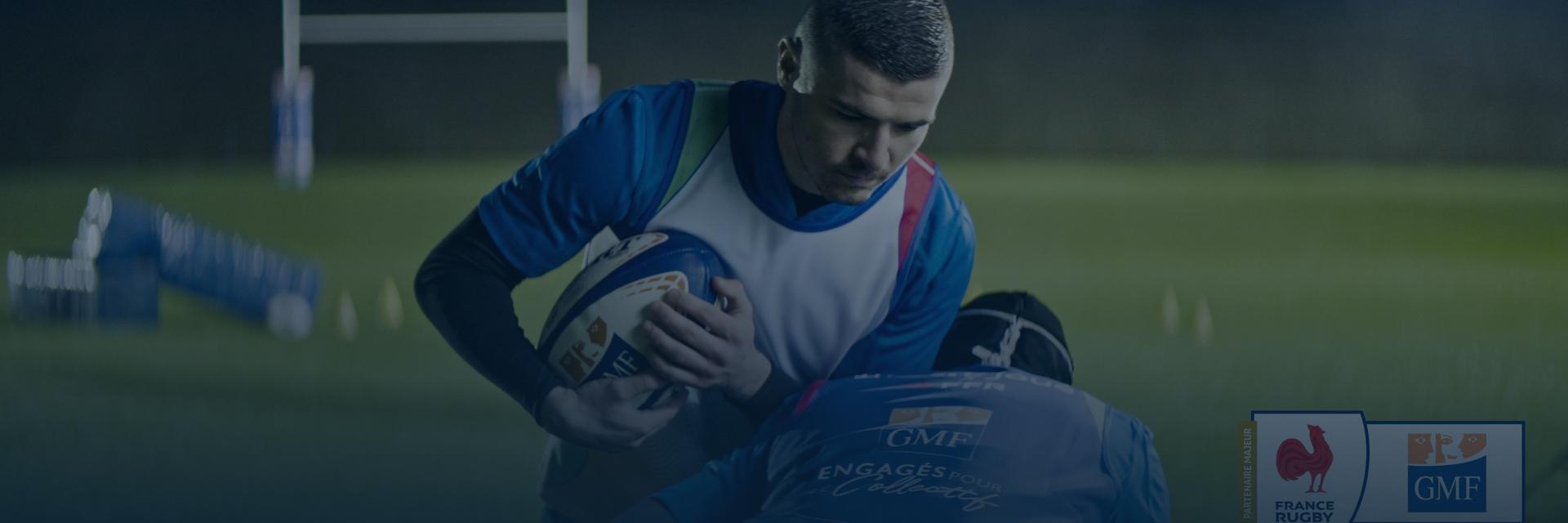 Joueurs de rugby en plein match